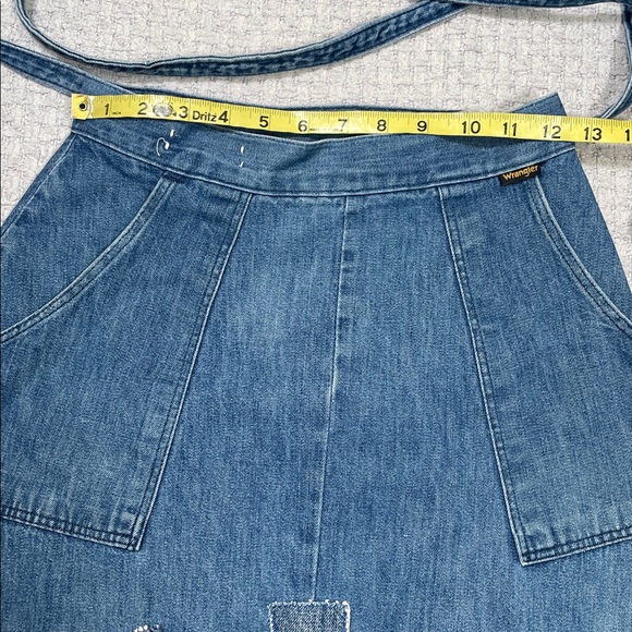 Vintage Wrangler Denim Patchwork Wrap Skirt Tie Size Small - Picture 15 of 16